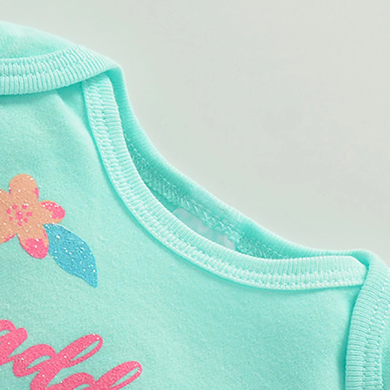 Baby Girls Cartoon Flowers Print 3pcs Clothing Set for Summer childrensterritory