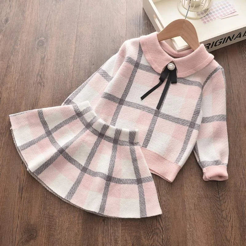 Girls Collar Design Winter Casual Clothing Sets childrensterritory