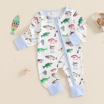Baby Long Sleeve Printed Rompers for Spring