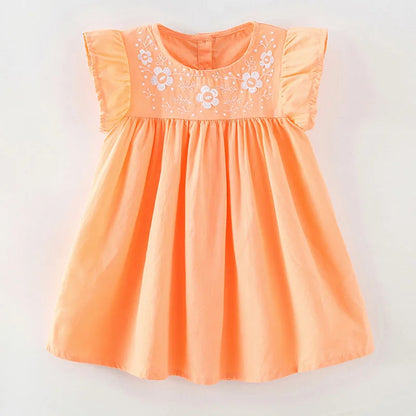 Kids Girls Floral Print Casual Cotton Dresses for Summer childrensterritory