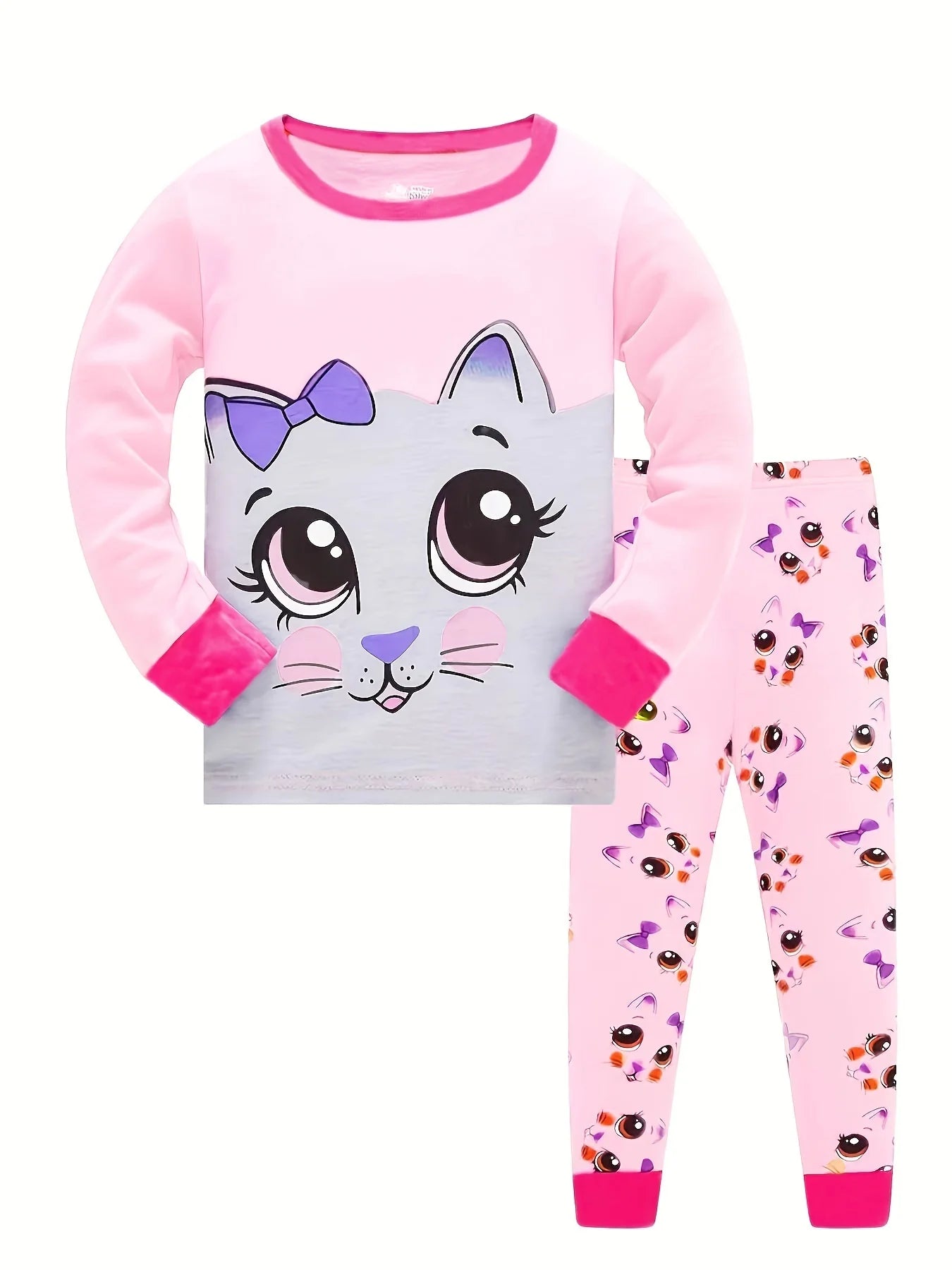 Kids Boys Girls Crew Neck Animal Print Pajama Sets childrensterritory
