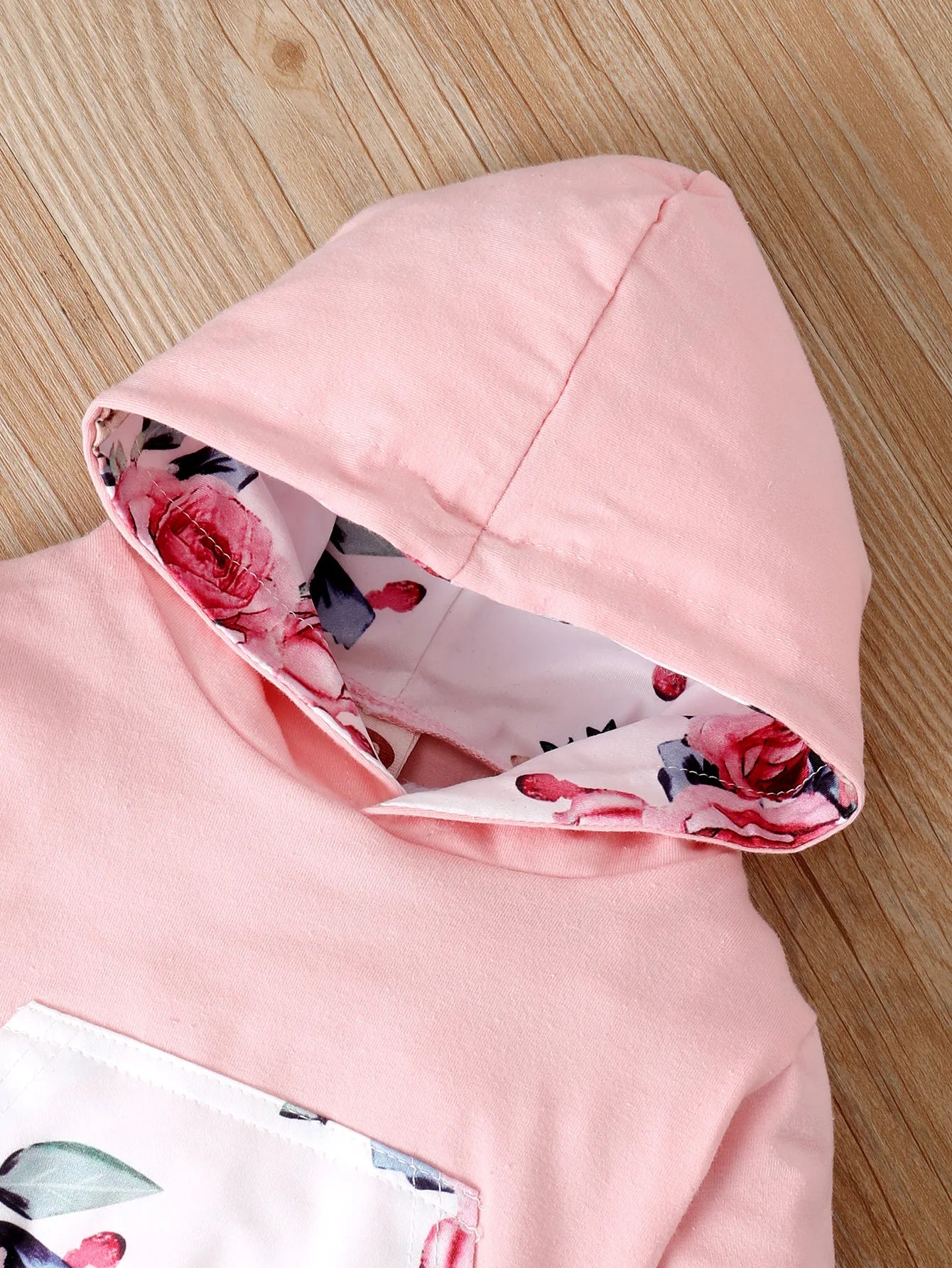 Newborn Baby Girl 3pcs Warm Floral Hooded Outfit Set