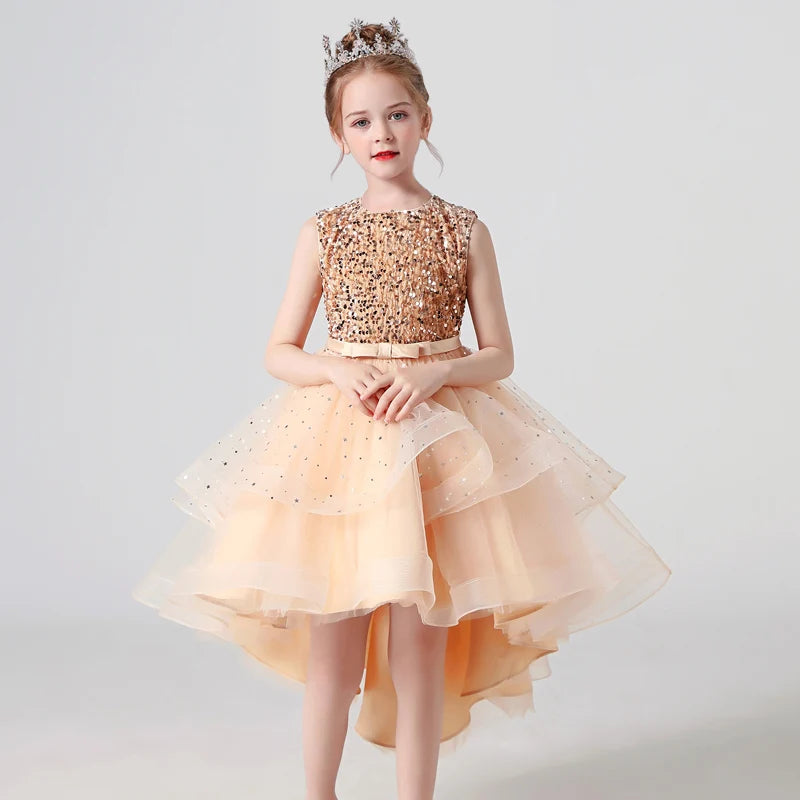 Sequin Lace Design Girls Fluffy Wedding/Party Dresses childrensterritory