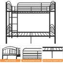 Convertible Metal Bunk Bed Frame with Removable Ladder & Guard Rail childrensterritory