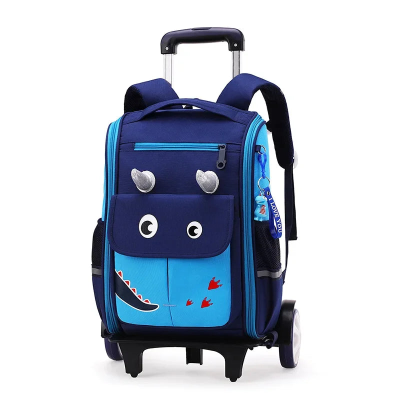 Cartoon Design High Capacity Kids Rolling School Backpack