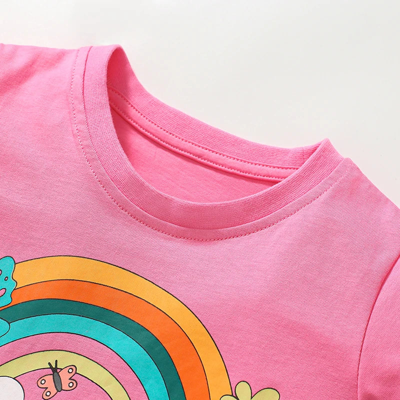 Cartoon Rainbow Design Little Girls Cotton Top childrensterritory