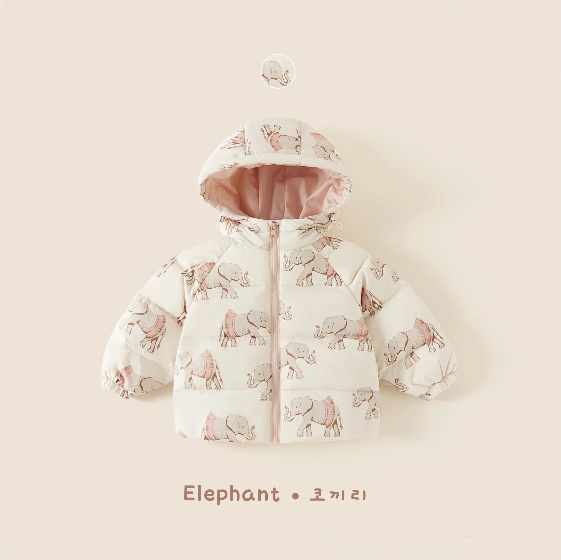 Little Girls Cartoon Print Down Hooded Jackets for Winter childrensterritory