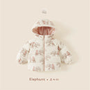 Little Girls Cartoon Print Down Hooded Jackets for Winter childrensterritory