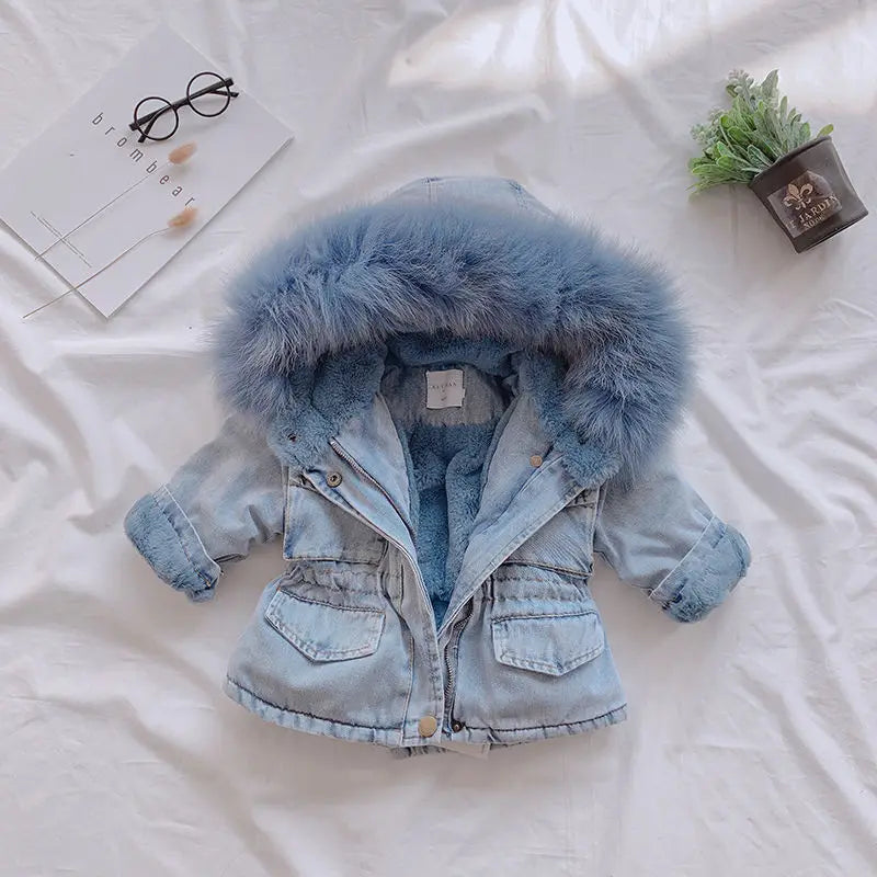 Large Fur Collar Hooded Little Girl&