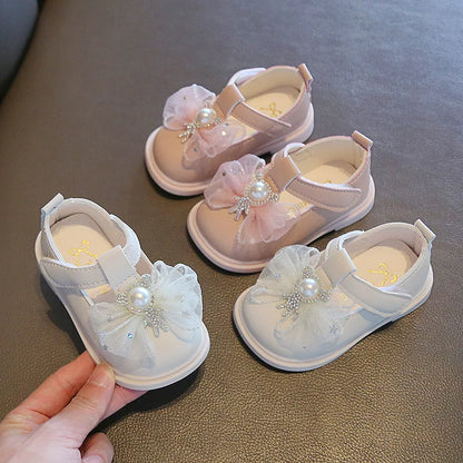 Soft-Soled Bow Design Princess Leather Shoes for Baby Girls childrensterritory