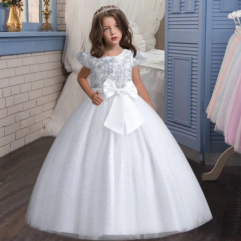 Big Bow, Gauze Lace Princess Birthday Party Dresses for Girls childrensterritory