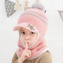 Kids Warm Knitted Plus Fleece Beanie with Face Cover childrensterritory