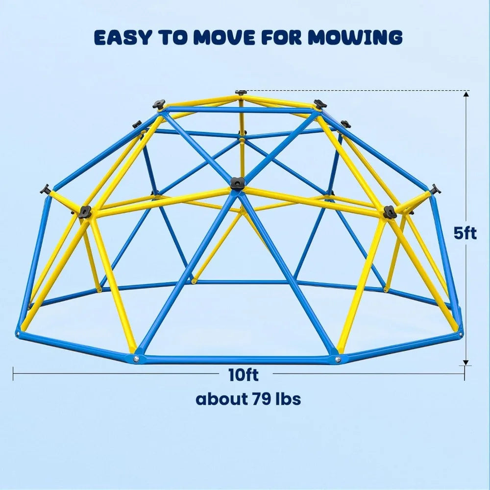 10FT Climbing Dome with Canopy and Swing for Kids