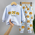 Little Boys and Girls Warm Cartoon Xmas Print Sleepwear Sets childrensterritory