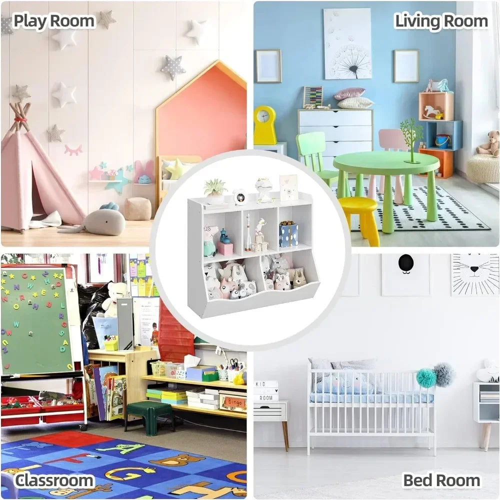 Multi-Shelf Kids Bookshelf and Toy Storage Cabinet