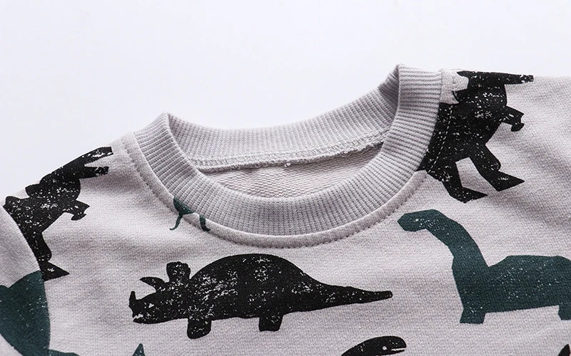 Little Boys Cartoon Dinosaurs Print Sweatshirts