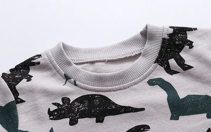 Little Boys Cartoon Dinosaurs Print Sweatshirts