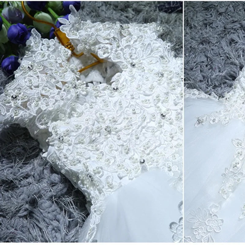 Kids Girls Pearls/Beads Decorated Christening Dresses