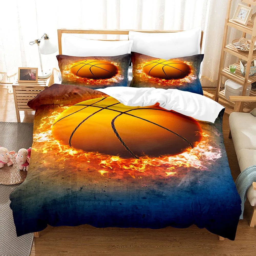 Kids 3D Basketball Design Soft Bedding Set