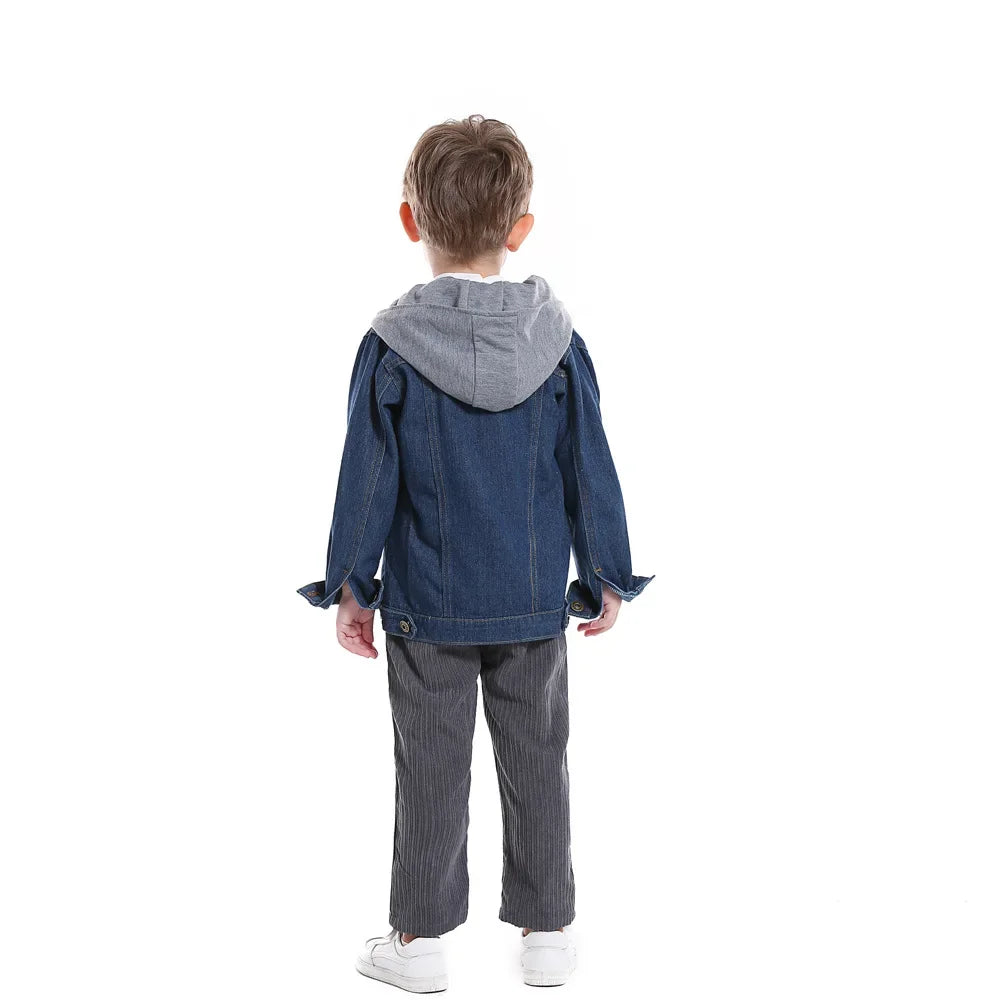 Kids Boys Loose Denim Hooded Jacket for Autumn &amp; Winter childrensterritory