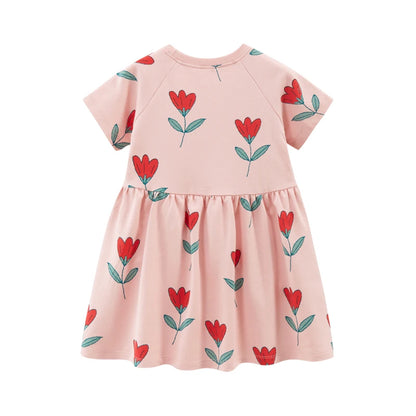 Kids Girls Korean Style Floral Print Summer Party Dress childrensterritory