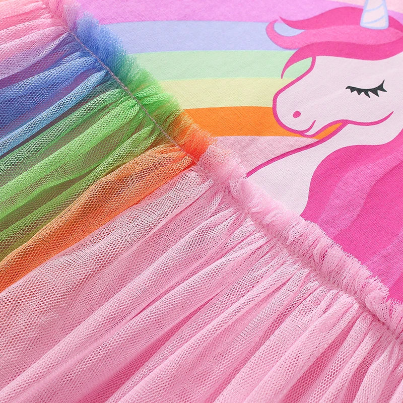 Kids Girls' Unicorn and Rainbow Print Long - Sleeve Dress