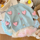 Girls’ Long-Sleeved Soft Winter Sweater with Heart Design