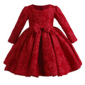 Long sleeved Bow Design Party Dresses For Girls childrensterritory