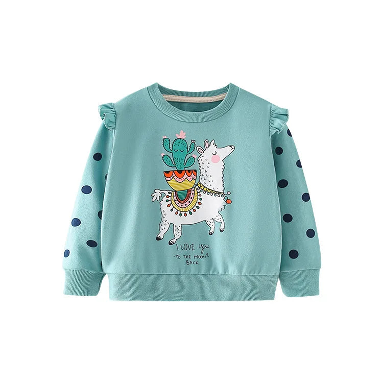 Full-Sleeve Cartoon Print Sweatshirts For Girls