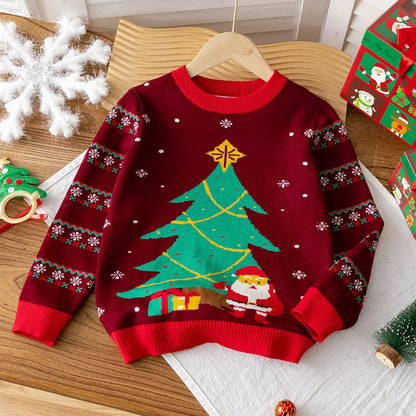 Kids Round Neck Christmas Design Warm Sweater childrensterritory