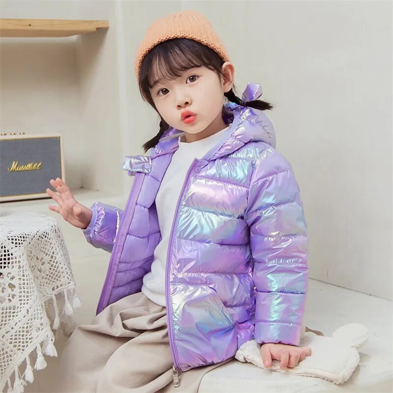 Bear Print Winter Hooded Jackets For Toddler Girls childrensterritory