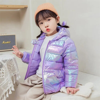 Bear Print Winter Hooded Jackets For Toddler Girls childrensterritory