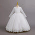 Long Sleeve Flower Design Elegant Dress For Girls childrensterritory