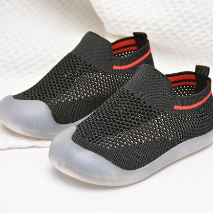 Kids Simple Mesh Knitting Breathable Outdoor Slip-on Sneakers childrensterritory
