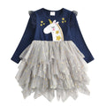 Cartoon Print Long Sleeve Girls Sequined Princess Dresses childrensterritory