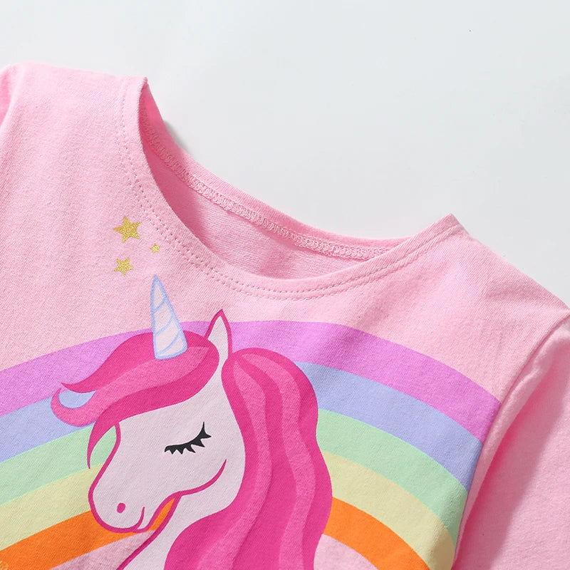 Kids Girls' Unicorn and Rainbow Print Long - Sleeve Dress