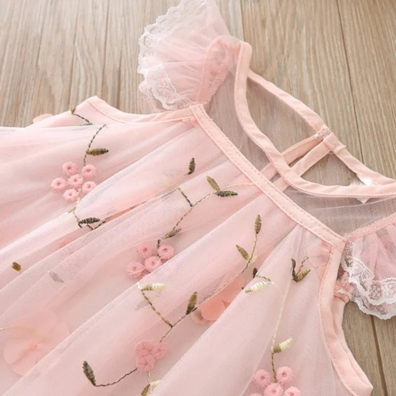 Sweet Flower Embroidery Girl Princess Dress childrensterritory