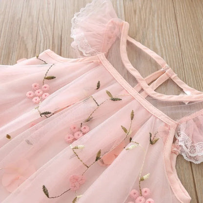 Sweet Flower Embroidery Girl Princess Dress childrensterritory