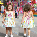 Ice-cream Printed Kids/Baby Girls Backless Strap Dress