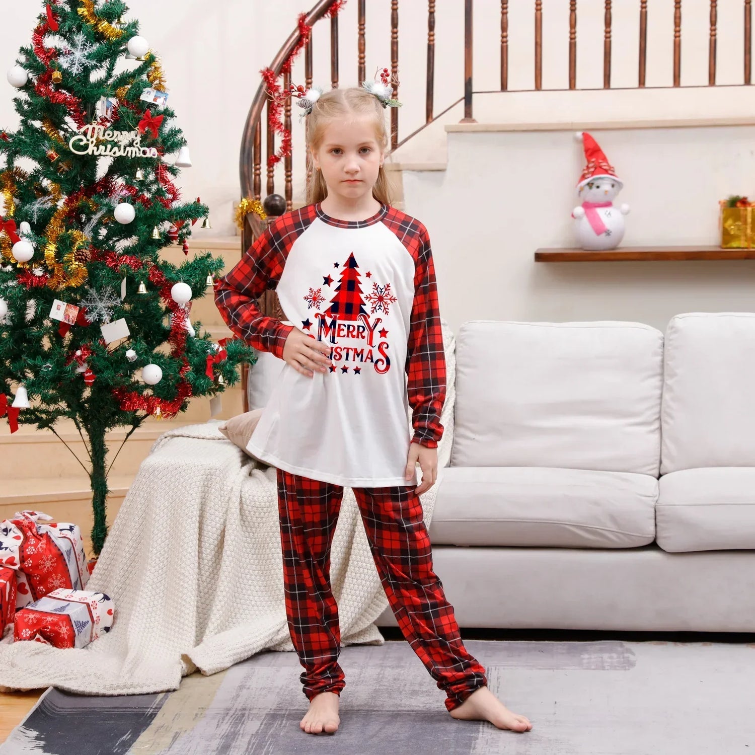 Santa Tree Print  Soft Warm Christmas Pyjamas Set for Family