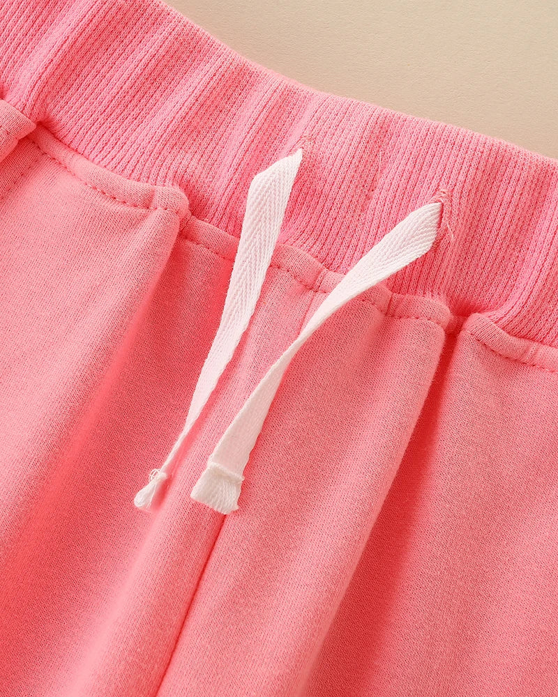 Little Girls Cute Dog Print Pink Casual Trouser for Autumn childrensterritory