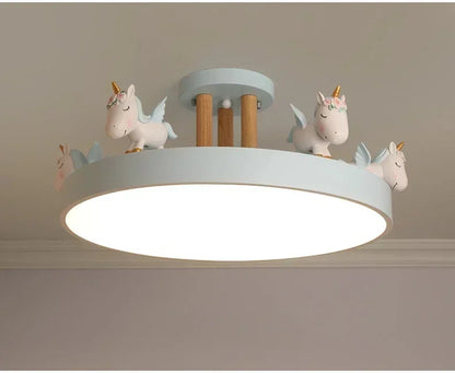 Modern Ceiling Light with Cartoon Unicorn Design for Kid&