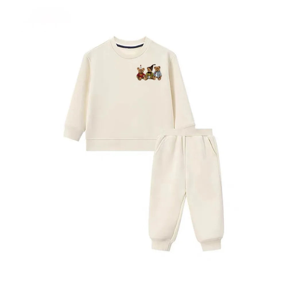 Kids Cartoon Print Long Sleeves Warm Clothing Set childrensterritory