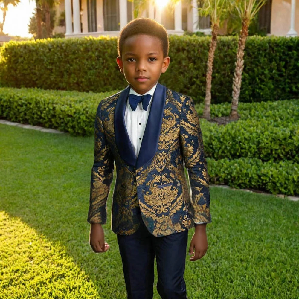 Boys Printed 2 Piece Blazer Pants Set For Party childrensterritory