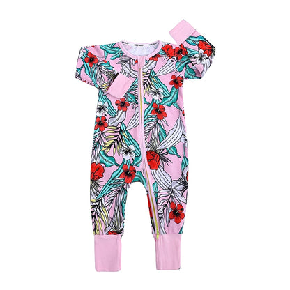 Long Sleeves Printed Baby Girl/Boy Zipper Bodysuits childrensterritory