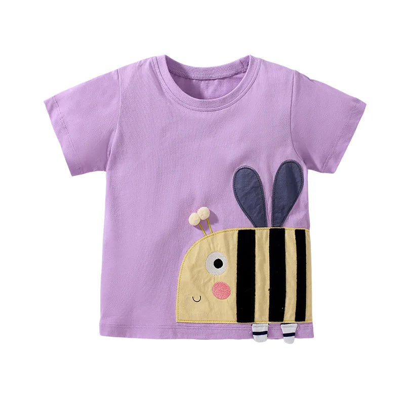 Unicorn Appliques Kids Girls Summer Tops Tees childrensterritory