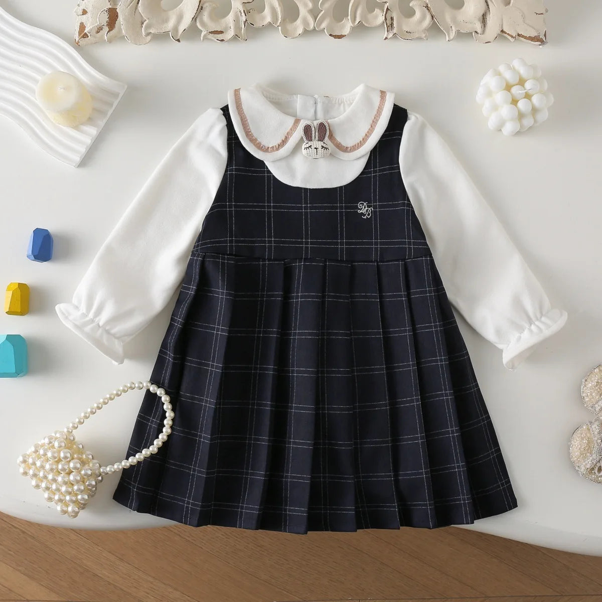 Cute Academic-Style Kids Girls Autumn Princess Dress