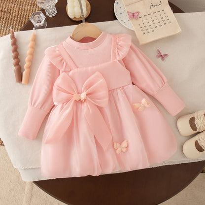 Girls’ Elegant Party Dresses With Bow Design
