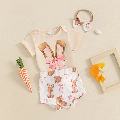 Baby Girl Bunny Print Easter Outfit Set childrensterritory