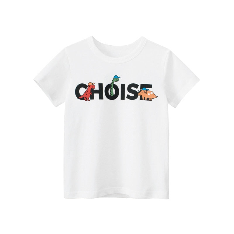 Cartoon Letter Printed Kids Boys Girls Loose Summer Cotton Top childrensterritory